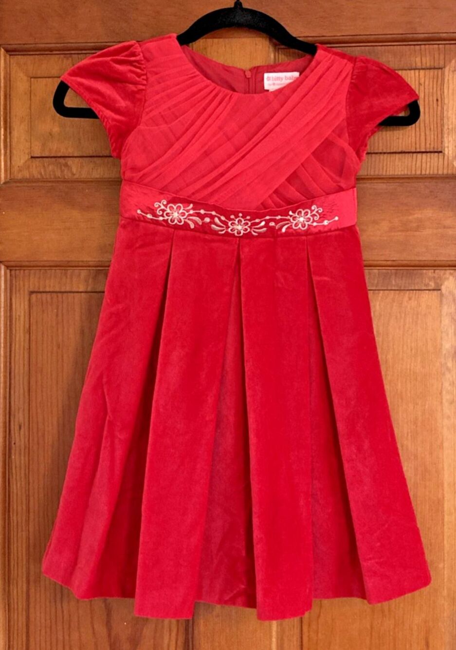 Bitty Baby American Girl 6 Red Velvet Embroidered Holiday Party Dress Winter
